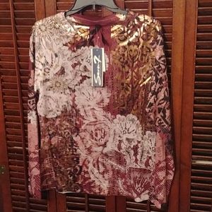 Seven 7 NWT burgandy & gold top